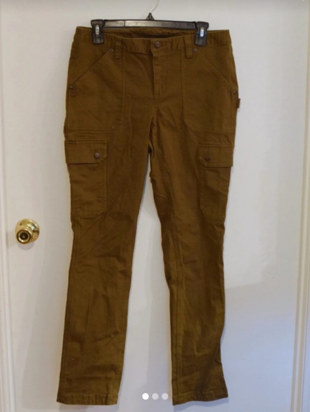 Duluth Trading Co Firehose Olive Cargo Pants w/ Curvesetter Waistband Size 8
